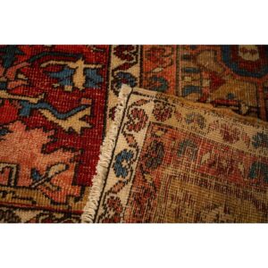 1890s Antique Red Tribal Geometric North West Heriz Serapi Knotted Wool Rug - detail view 6