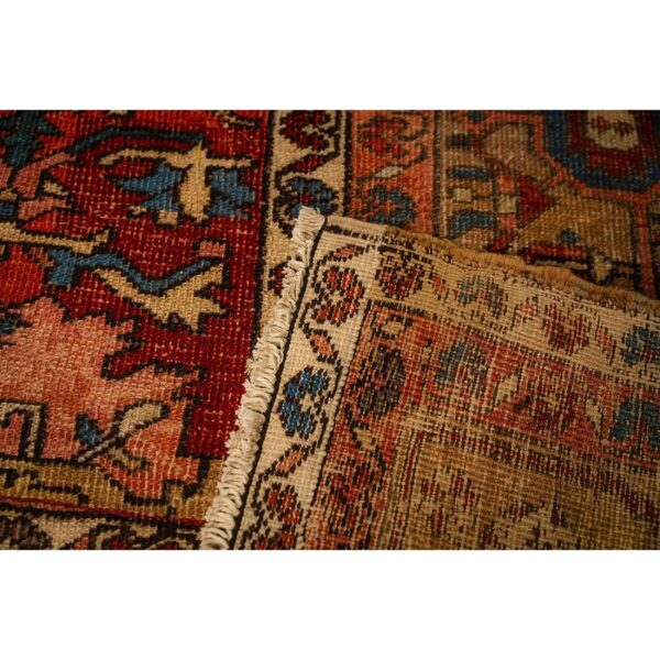 1890s antique red tribal geometric north west heriz serapi knotted wool rug 7 1890s antique red tribal geometric north west heriz serapi knotted wool rug - detail view 6