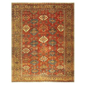 1890s Antique Red Tribal Geometric North West Heriz Serapi Knotted Wool Rug - detail view 7