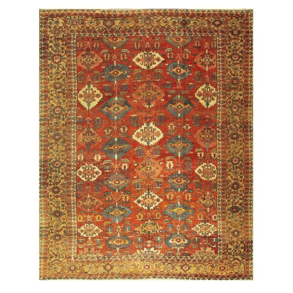 1890s antique red tribal geometric north west heriz serapi knotted wool rug 8 1890s antique red tribal geometric north west heriz serapi knotted wool rug - detail view 7