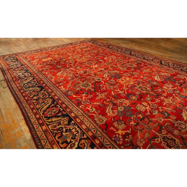 1890s antique warm red ground floral handknotted wool sultanabad carpet rug 3 1890s antique warm red ground floral handknotted wool sultanabad carpet rug - detail view 2