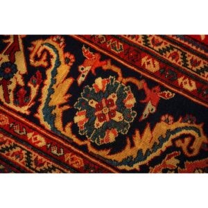 1890s Antique Warm Red Ground Floral Handknotted Wool Sultanabad Carpet Rug - detail view 4