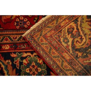 1890s Antique Warm Red Ground Floral Handknotted Wool Sultanabad Carpet Rug - detail view 7