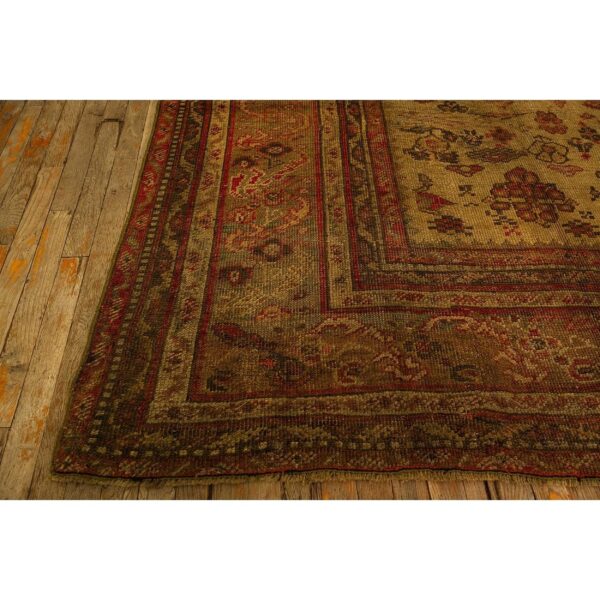 1890s beige field large scale geometric knotted wool antique oushak turkish rug 3 1890s beige field large scale geometric knotted wool antique oushak turkish rug - detail view 2