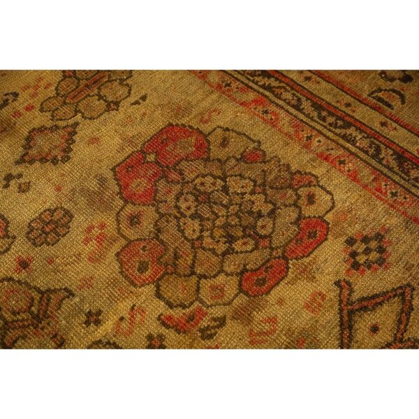 1890s beige field large scale geometric knotted wool antique oushak turkish rug 4 1890s beige field large scale geometric knotted wool antique oushak turkish rug - detail view 3