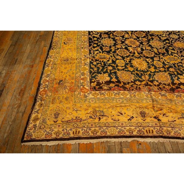 1890s blue traditional geometric antique knotted wool malayer gallery carpet rug 5 1890s blue traditional geometric antique knotted wool malayer gallery carpet rug - detail view 4