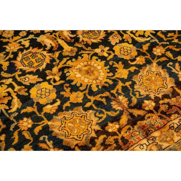 1890s blue traditional geometric antique knotted wool malayer gallery carpet rug 6 1890s blue traditional geometric antique knotted wool malayer gallery carpet rug - detail view 5