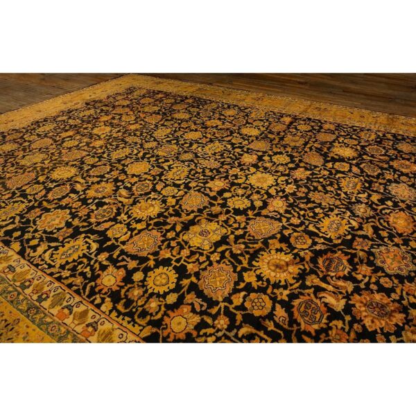 1890s blue traditional geometric antique knotted wool malayer gallery carpet rug 8 1890s blue traditional geometric antique knotted wool malayer gallery carpet rug - detail view 7