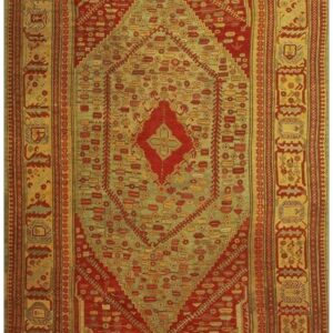 1890s Red Field Medallion Knotted Wool Antique Oushak Turkish Decorative Rug