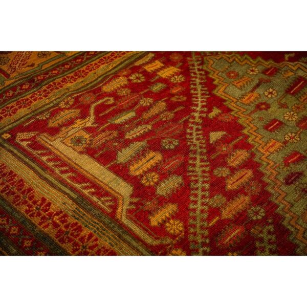 1890s red field medallion knotted wool antique oushak turkish decorative rug - detail view 7