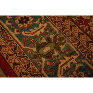 1890s Red Rust Field Geometric Antique Sultanabad Handknotted Wool Gallery Rug - detail view 6
