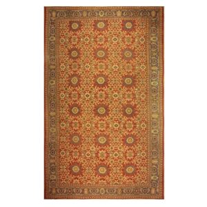 1890s Red Rust Field Geometric Antique Sultanabad Handknotted Wool Gallery Rug - detail view 7