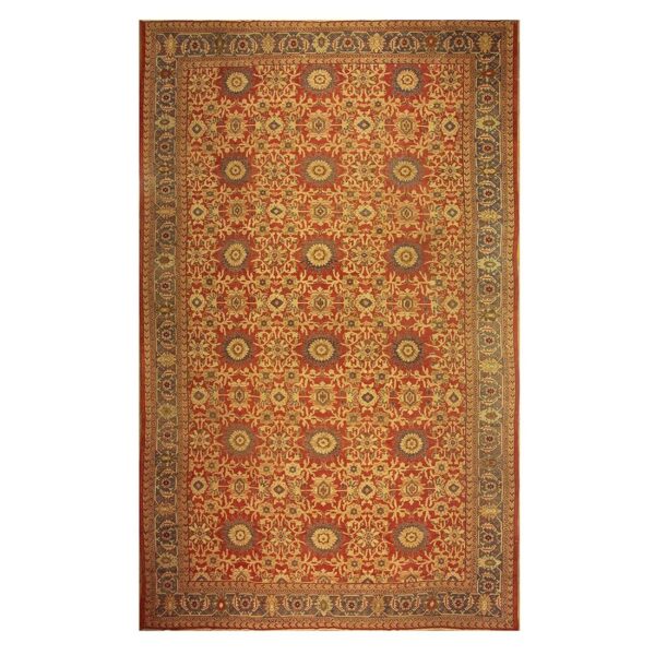 1890s red rust field geometric antique sultanabad handknotted wool gallery rug 8 1890s red rust field geometric antique sultanabad handknotted wool gallery rug - detail view 7