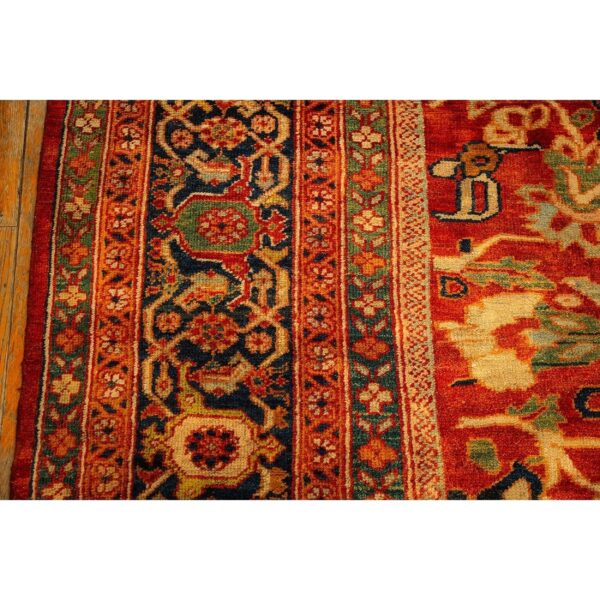 1890s traditional red bold tribal geometric antique sultanabad knotted wool rug 3 1890s traditional red bold tribal geometric antique sultanabad knotted wool rug - detail view 2