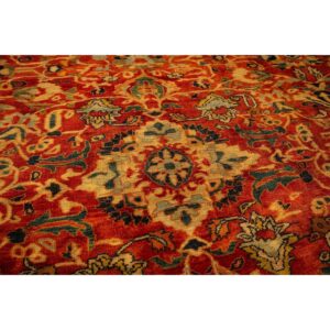 1890s Traditional Red Bold Tribal Geometric Antique Sultanabad Knotted Wool Rug - detail view 3