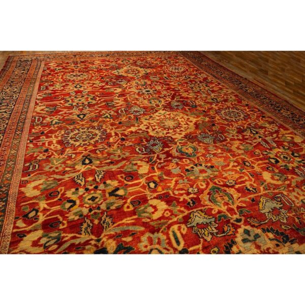 1890s traditional red bold tribal geometric antique sultanabad knotted wool rug 8 1890s traditional red bold tribal geometric antique sultanabad knotted wool rug - detail view 7