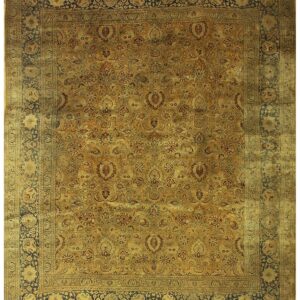 1900s Beige Classic Khorasan Designs Antique Knotted Wool Mashad Carpet Rug