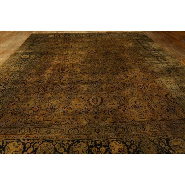 1900s beige classic khorasan designs antique knotted wool mashad carpet rug - detail view 1