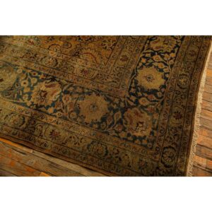 1900s Beige Classic Khorasan Designs Antique Knotted Wool Mashad Carpet Rug - detail view 2
