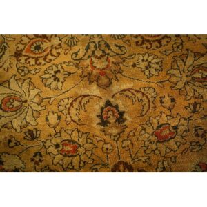 1900s Beige Classic Khorasan Designs Antique Knotted Wool Mashad Carpet Rug - detail view 4
