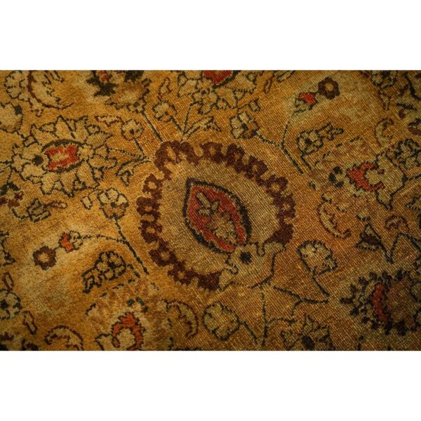 1900s beige classic khorasan designs antique knotted wool mashad carpet rug - detail view 5