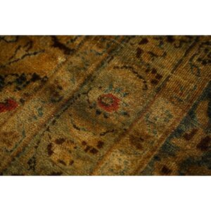 1900s Beige Classic Khorasan Designs Antique Knotted Wool Mashad Carpet Rug - detail view 6