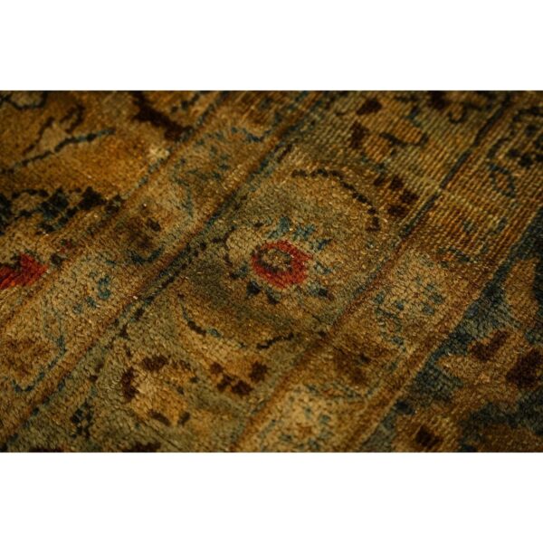 1900s beige classic khorasan designs antique knotted wool mashad carpet rug - detail view 6