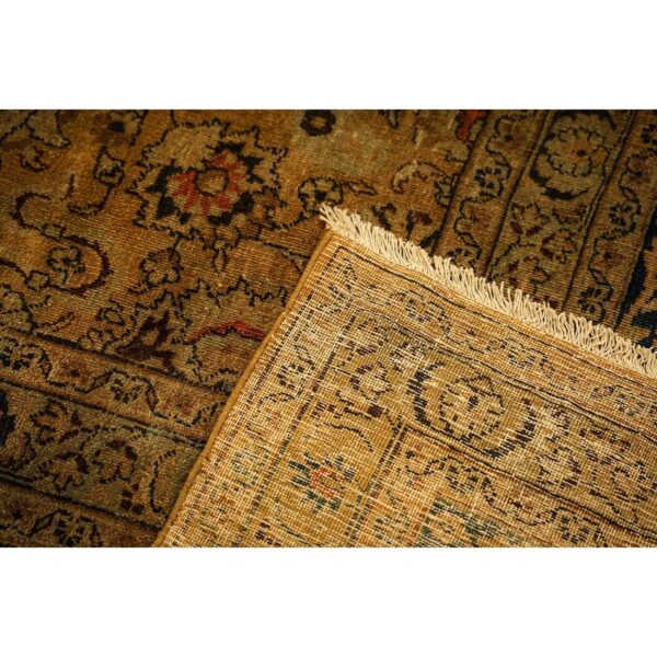 1900s beige classic khorasan designs antique knotted wool mashad carpet rug - detail view 7