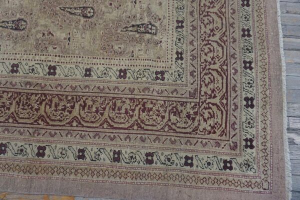 1900s beige paisley floral room size antique knotted wool indian agra carpet rug 4 1900s beige paisley floral room size antique knotted wool indian agra carpet rug - detail view 3