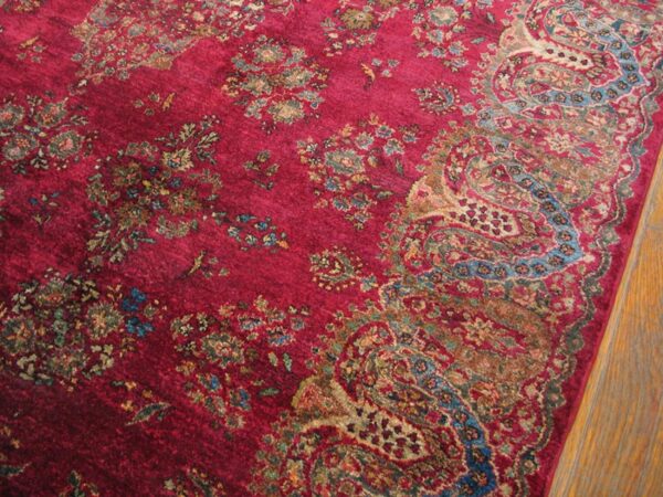 1900s fuchsia red antique formal persian kashan carpet 4'6"x6'10" silk carpet 3 1900s fuchsia red antique formal persian kashan carpet 4'6"x6'10" silk carpet - detail view 2