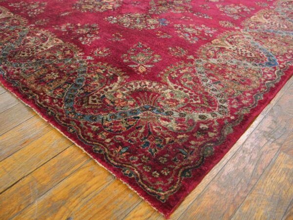 1900s fuchsia red antique formal persian kashan carpet 4'6"x6'10" silk carpet 5 1900s fuchsia red antique formal persian kashan carpet 4'6"x6'10" silk carpet - detail view 4