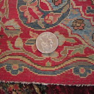1900s Fuchsia Red Antique Formal Persian Kashan Carpet 4'6"x6'10" Silk Carpet - detail view 6