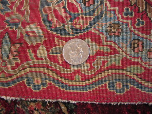 1900s fuchsia red antique formal persian kashan carpet 4'6"x6'10" silk carpet 7 1900s fuchsia red antique formal persian kashan carpet 4'6"x6'10" silk carpet - detail view 6