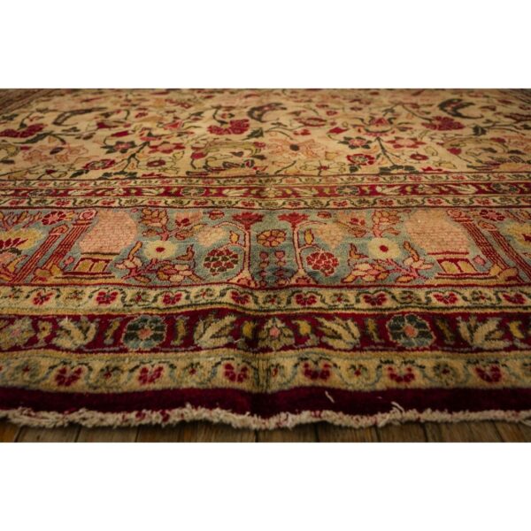 1900s green classic antique intricate floral handknotted wool mashad carpet rug 3 1900s green classic antique intricate floral handknotted wool mashad carpet rug - detail view 2