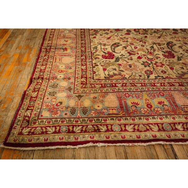 1900s green classic antique intricate floral handknotted wool mashad carpet rug 4 1900s green classic antique intricate floral handknotted wool mashad carpet rug - detail view 3