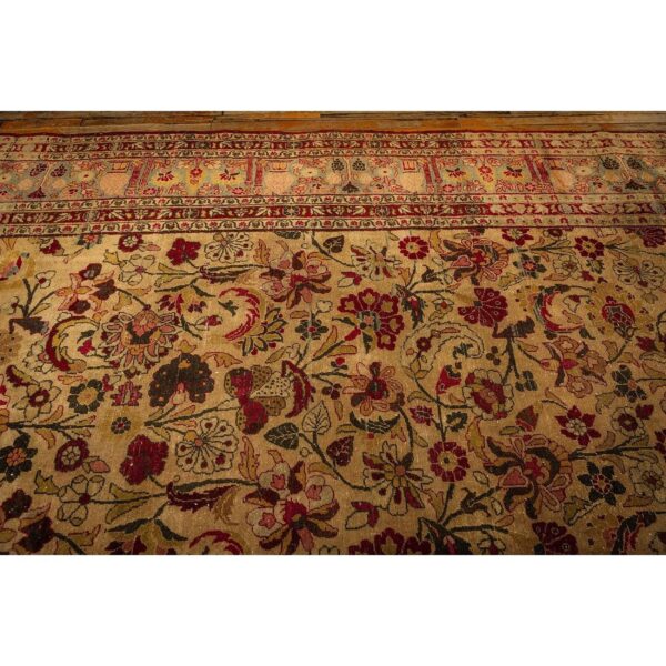 1900s green classic antique intricate floral handknotted wool mashad carpet rug 7 1900s green classic antique intricate floral handknotted wool mashad carpet rug - detail view 6