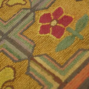1900s Multicolor 5Star Antique American Hooked Rug Hand-Woven Wool 2'2" x 4'8" - detail view 3