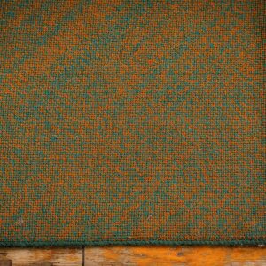 1900s Olive Green Ground Floral Antique European Needlepoint Handmade Wool Rug - detail view 5