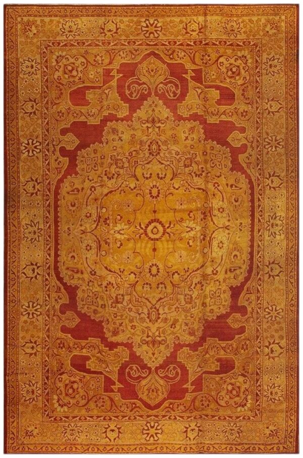 1900s red medallion traditional antique indian agra knotted wool gallery rug