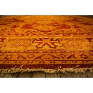 1900s Red Medallion Traditional Antique Indian Agra Knotted Wool Gallery Rug - detail view 2