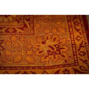 1900s Red Medallion Traditional Antique Indian Agra Knotted Wool Gallery Rug - detail view 4