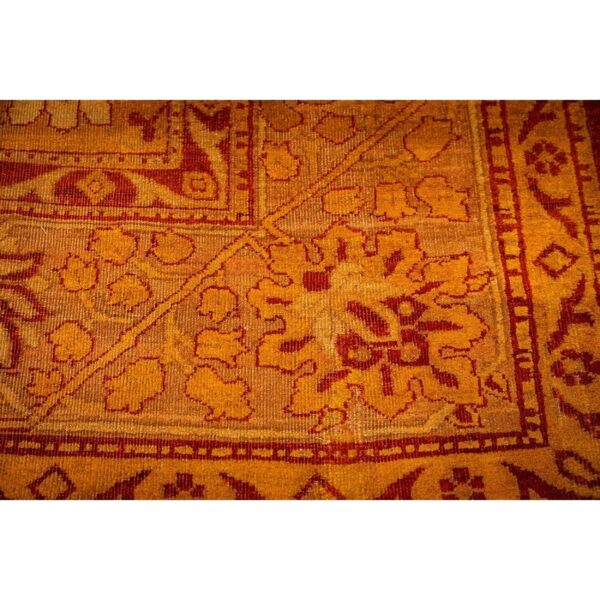 1900s red medallion traditional antique indian agra knotted wool gallery rug - detail view 5