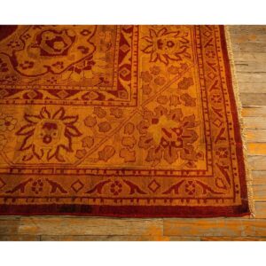 1900s Red Medallion Traditional Antique Indian Agra Knotted Wool Gallery Rug - detail view 7