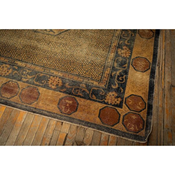 1900s solid brown field dragon medallion antique chinese handknotted wool rug 6 1900s solid brown field dragon medallion antique chinese handknotted wool rug - detail view 5