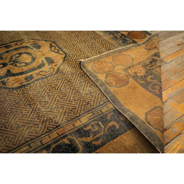 1900s solid brown field dragon medallion antique chinese handknotted wool rug 8 1900s solid brown field dragon medallion antique chinese handknotted wool rug - detail view 7