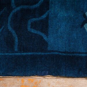 1920s Antique Deep Blue Field Pictorial "Shan Shui" Knotted Chinese Peking Rug - detail view 4