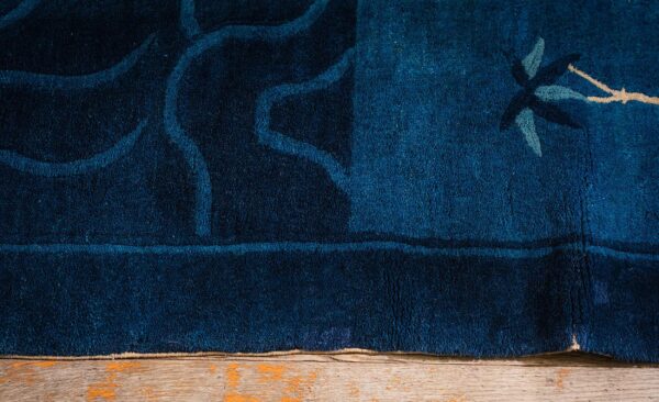 1920s antique deep blue field pictorial "shan shui" knotted chinese peking rug 5 1920s antique deep blue field pictorial "shan shui" knotted chinese peking rug - detail view 4