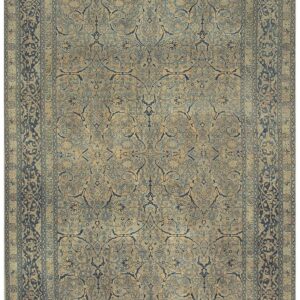 1920s Antique Gray Floral Shah Abbas Room Size Knotted Wool Tabriz Carpet Rug