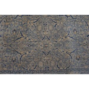 1920s Antique Gray Floral Shah Abbas Room Size Knotted Wool Tabriz Carpet Rug - detail view 4