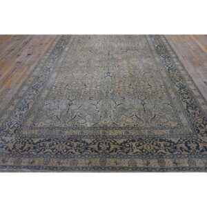 1920s Antique Gray Floral Shah Abbas Room Size Knotted Wool Tabriz Carpet Rug - detail view 7